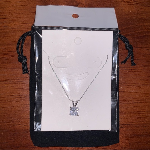 ๐ SOLD NWOT 3ct princess CZ necklace 14k chain - Picture 7 of 7